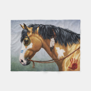 Couverture Polaire Cheval de guerre amérindien Buckskin Pinto