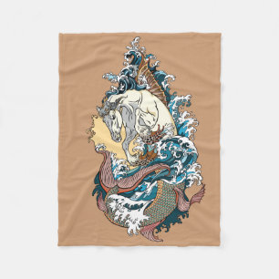 Couverture Polaire cheval de mer mythologique