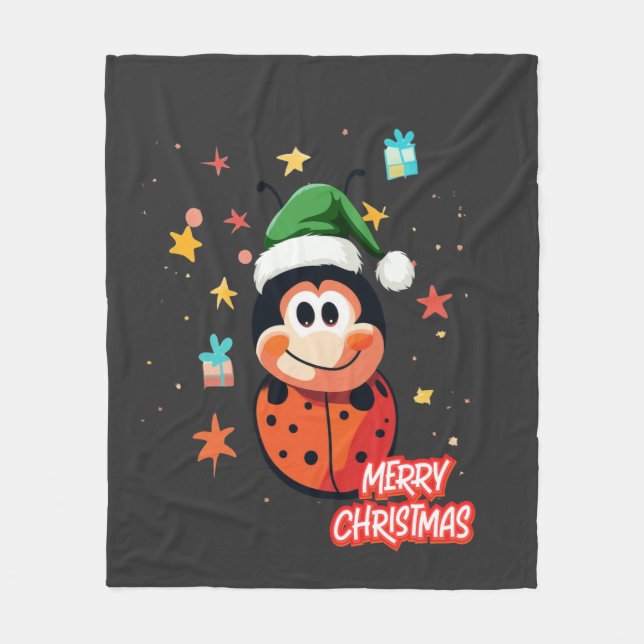 Couverture Polaire Cheval de Noël Ladybug (Devant)