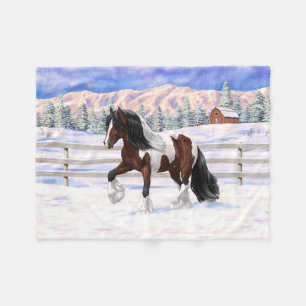 Couverture Polaire Cheval de Tinker Tinker Gypsy Vanner Brown Pinto