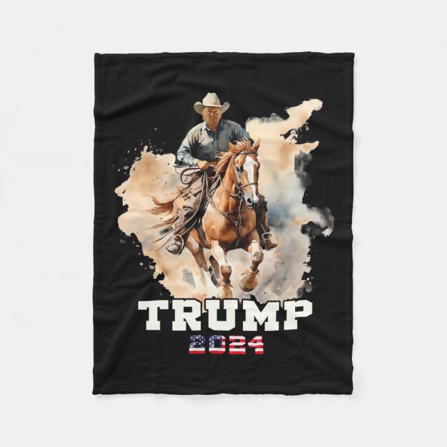 Couverture Polaire Cheval d'équitation Drapeau américain Cowboy (Devant)