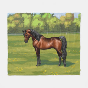 Couverture Polaire Cheval égyptien arabe de Dark Bay dans les pâturag