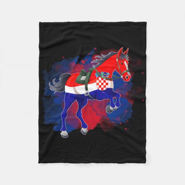 Couverture Polaire Cheval équitation Croatie Drapeau (Devant)