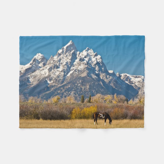 Couverture Polaire Cheval et Grand Tetons, Moose Head Ranch (Devant (Horizontal))