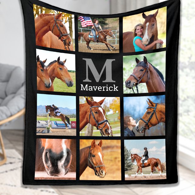 Couverture Polaire Cheval Lover Personnalisé Monogramme 11 Photo Coll (Créateur téléchargé)