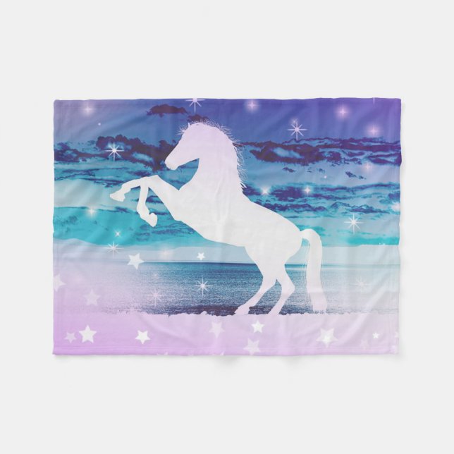 Couverture Polaire Cheval mystique (Devant (Horizontal))