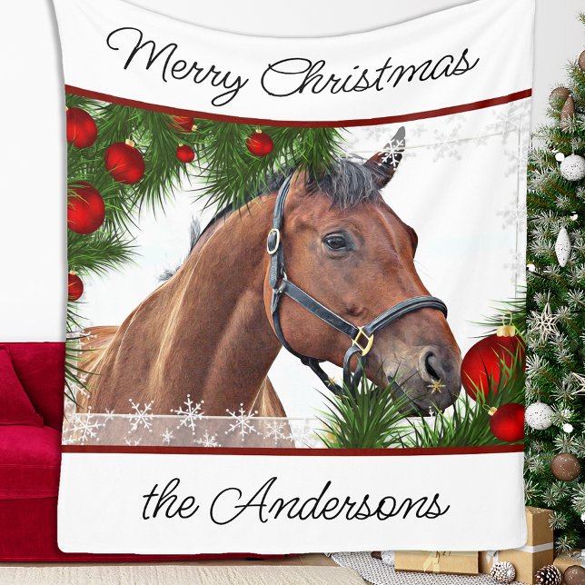 Couverture Polaire Cheval Noël Equestre Cute Pony Equine Horse (Créateur téléchargé)