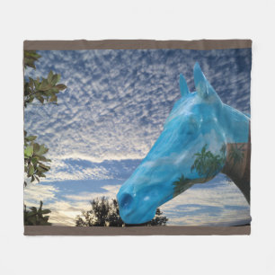 Couverture Polaire Cheval peint et ciel maquereau Blanche polaire
