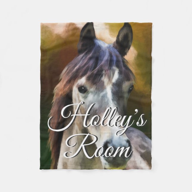 Couverture Polaire Cheval Portrait Peinture Art Personnalisé (Devant)