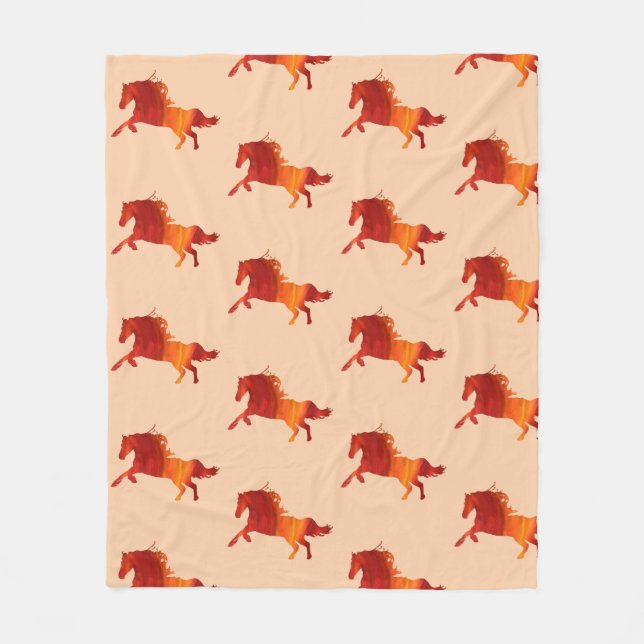 Couverture Polaire Cheval rouge, feu cheval art Fleece Blanket (Devant)