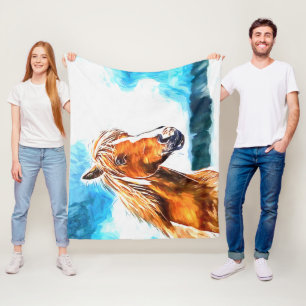 Couverture Polaire Cheval rouge sur le ciel Fleece Blanket
