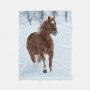 Couverture Polaire Cheval simple courant dans la neige