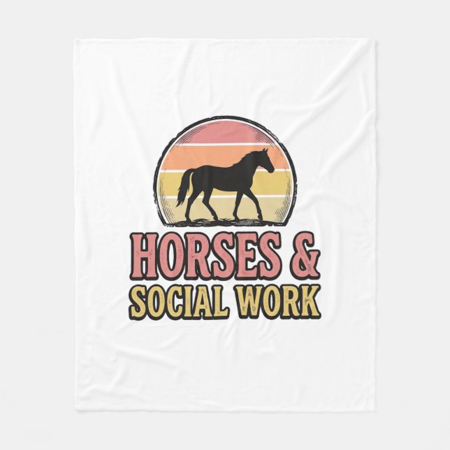 Couverture Polaire Cheval & Travail Social Retro Soleil Couchant Conc (Devant)