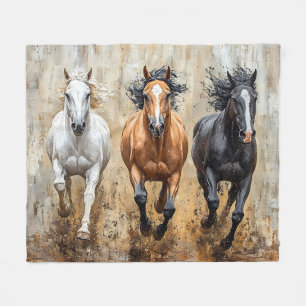 Couverture Polaire Cheval Trio Galloping Peinture