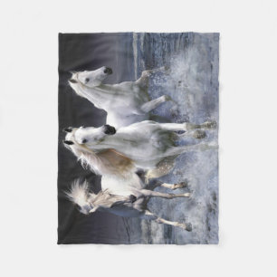 Couverture Polaire Chevaux à lancer l'oreiller