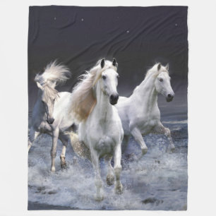 Couverture Polaire Chevaux à lancer l'oreiller
