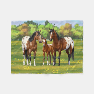 Couverture Polaire Chevaux Appaloosa De Baie Brown En Pâturage D'Été