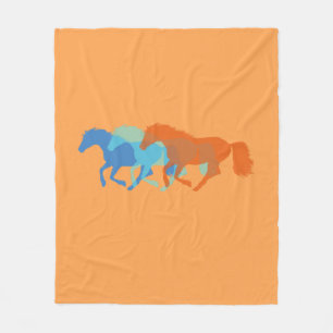 Couverture Polaire Chevaux Courir Blanche Toison