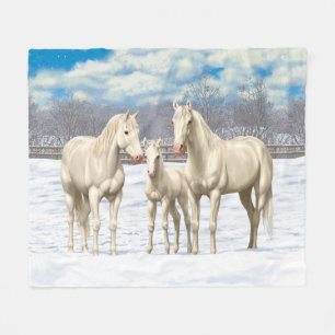 Couverture Polaire Chevaux Du Quartier Blanc En Neige