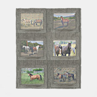 Couverture Polaire Chevaux en bois de fenêtre