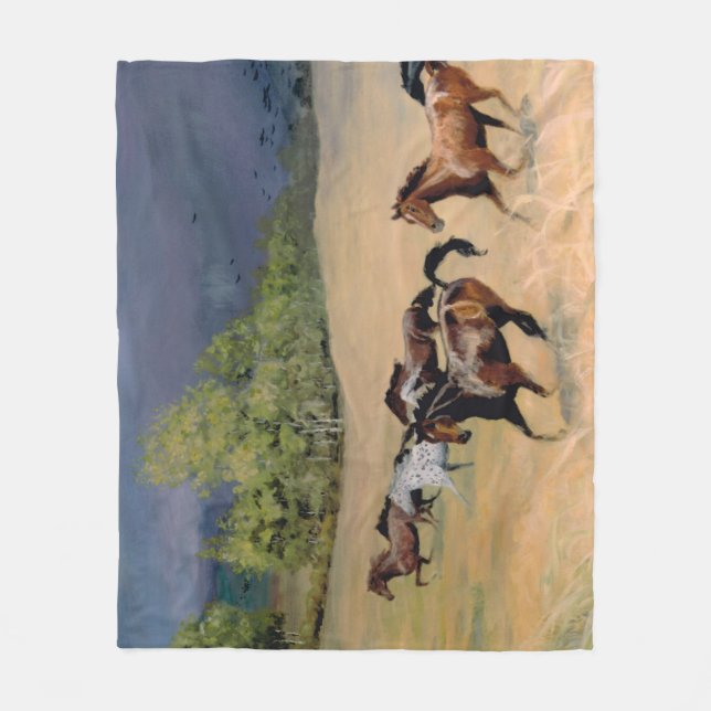 Couverture Polaire Chevaux et tempête estivale (Devant)