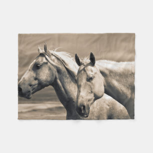 Couverture Polaire Chevaux Quarter Horses dans la Prairie Canadienne