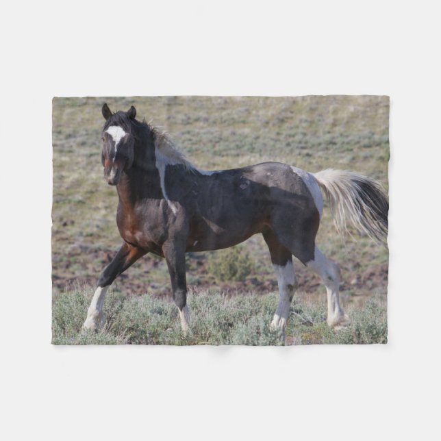 Couverture Polaire Chevaux sauvages après un bain de poussière (Devant (Horizontal))