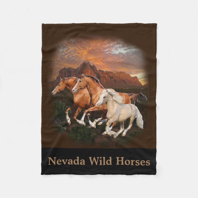 Couverture Polaire Chevaux sauvages d'Arizona (Devant)