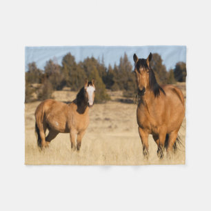 Couverture Polaire Chevaux sauvages, montagnes de Steens