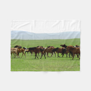 Couverture Polaire Chevaux sur le pâturage - Photographie du paysage