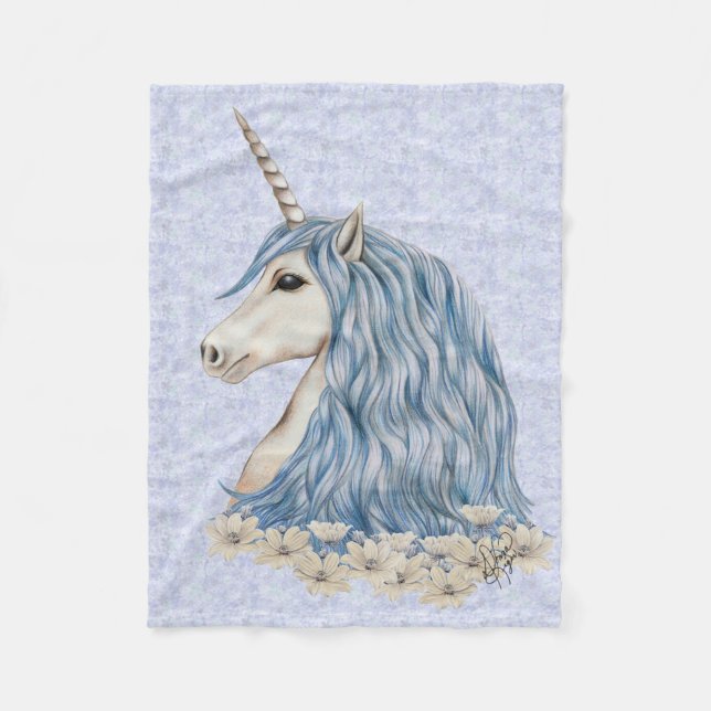 Couverture Polaire Cheveux de bleu de licorne (Devant)