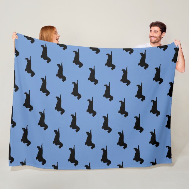Couverture Polaire Cheveux ronds Dachshund - Silhouette 1 (En situation)