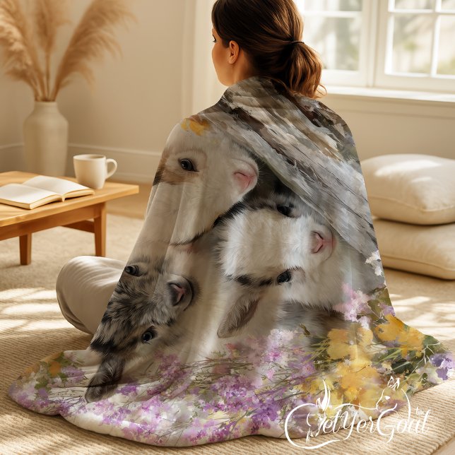 Couverture Polaire Chèvres bébés au feuillage d'automne 10 (Créateur téléchargé)