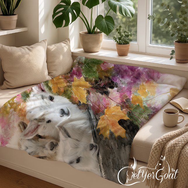 Couverture Polaire Chèvres en feuillage d'automne 8 (Créateur téléchargé)