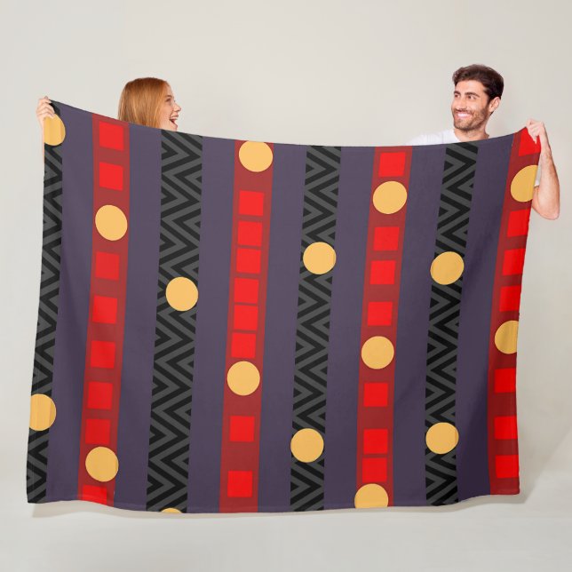 Couverture Polaire Chevron Bandes Points Violet  (En situation)