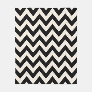 Couverture Polaire Chevron Blanc Noir Et Crème, Zigzag Herringbone