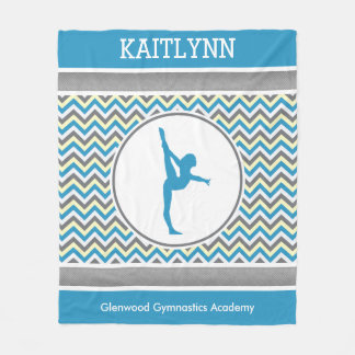 Couverture Polaire Chevron bleu/gris barre la gymnastique avec le