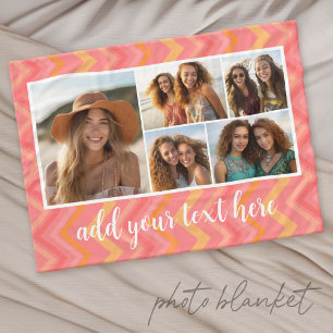 Couverture Polaire Chevron de corail rose Collage de texte et de phot