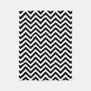 Couverture Polaire Chevron horizontal noir et blanc de taille moyenne
