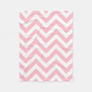 Couverture Polaire Chevron horizontal rose et blanc de grande taille