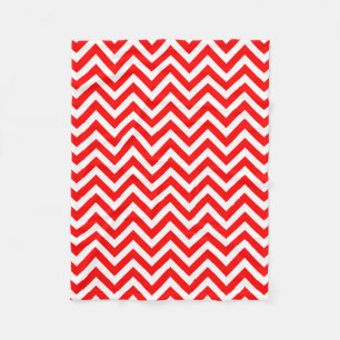 Couverture Polaire Chevron horizontal rouge et blanc moyen