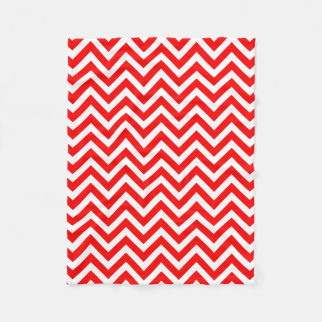 Couverture Polaire Chevron horizontal rouge et blanc moyen (Devant)