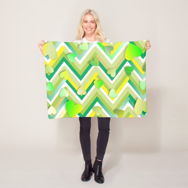 Couverture Polaire Chevron Jaune Et Vert (En situation)