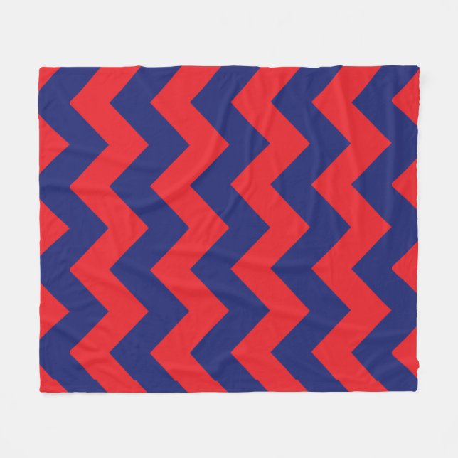 Couverture Polaire Chevron | Marine bleu et rouge | N'importe quel ty (Devant (Horizontal))
