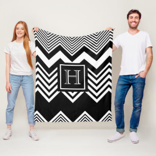 Couverture Polaire Chevron noir et blanc
