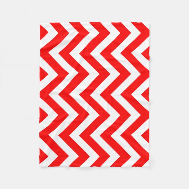 Couverture Polaire Chevron vertical grand format rouge et blanc (Devant)