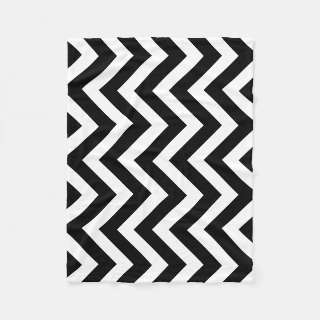 Couverture Polaire Chevron vertical noir et blanc de grande taille (Devant)
