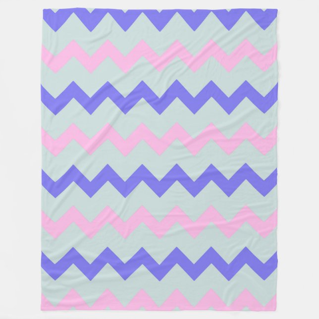 Couverture Polaire Chevron zigzag glace bleu rose cobalt (Devant)