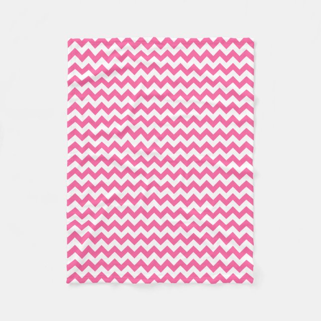 Couverture Polaire Chevron Zigzag rose et blanc moderne (Devant)