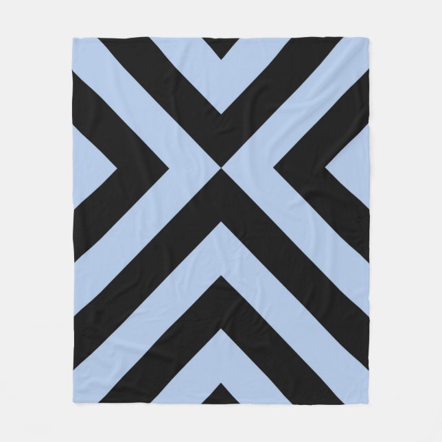 Couverture Polaire Chevrons Bleus Clair Et Noir (Devant)